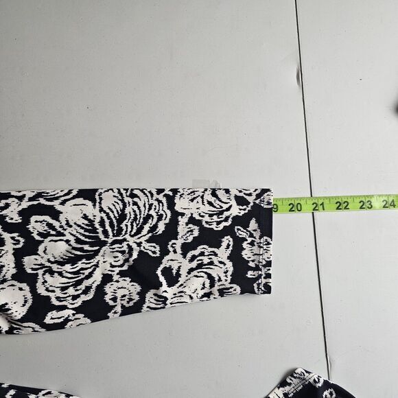 Lauren Ralph Lauren Size 10‎ Black & White Floral Long Sleeve Midi Wrap Dress - Picture 9 of 12